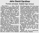 Newspaper Clipping; Hudson Valley News, 25 Jul 1992, Pg. 4 - obituary for John David Gardiner
